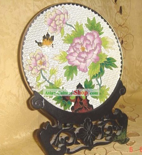 Chinese Cloisonne Butterfly e Peonia Piatto