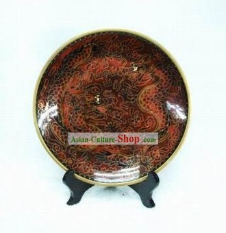 Stile cinese antico drago piastra coppia Closionne