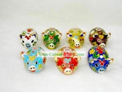 Chinese Adorable Cloisonne Pet Pig