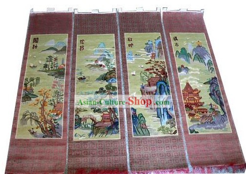 Mão Arte Decoração chinesa tapete feito de seda grossa Natural Hanging (35 ¡Á160cm)