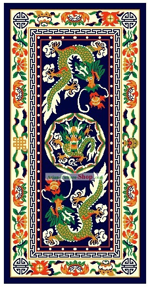 Decorazione arte cinese del Tibet grande mano in lana Rug-Dragons (200 ¡Á400cm)