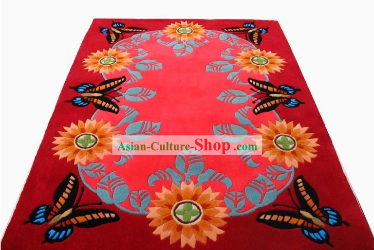 Decoración, arte chino hizo Mariposa alfombra (120cm * 180cm)