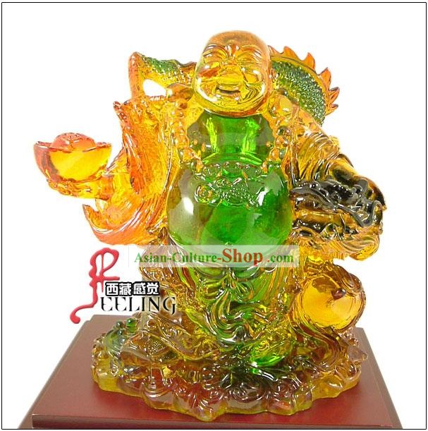 Tibetanos Stunning Coloured Glaze-Maitreya com Dragon