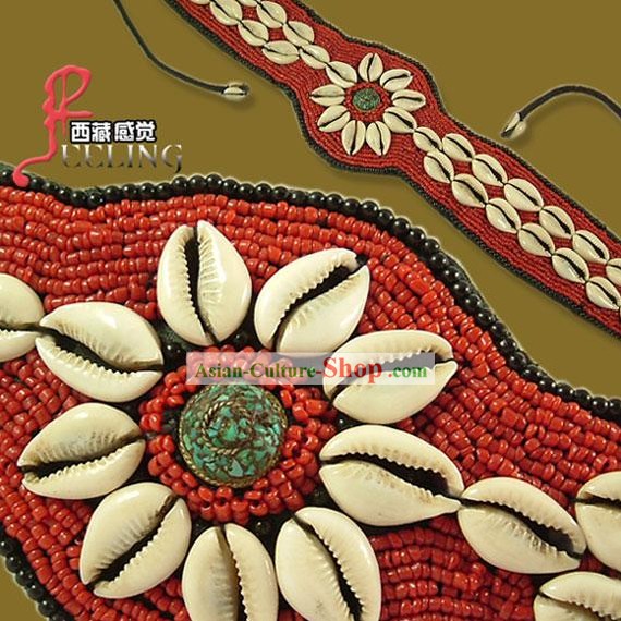 Main tibétaine 100% Made Corail Rouge Ceinture Décoration Kallaite
