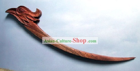 Hand Carved Chinese Traditional Walnut Hair Pin (Haarnadel)-Phoenix