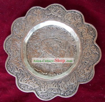Chine Miao Tribe Silver Plate-Canards Mandarin