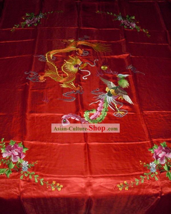 Chinoise broderie main Couvre-Dragon et Phoenix