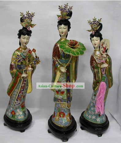 Chinese Cloisonne e Jade Lady Antica