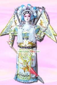 Handmade Peking Silk Figurine Doll - Women Held Mu Guiying