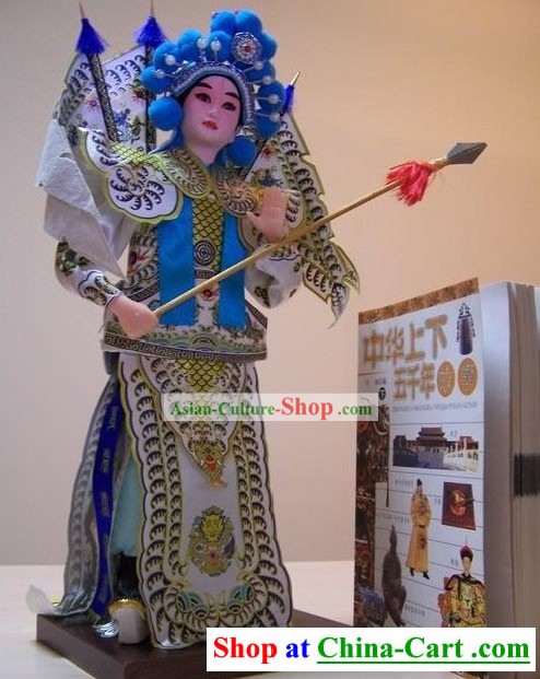 手作り北京シルクの置物人形 - 三国志の趙雲