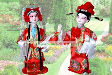 Handmade Peking Silk Figurine Doll - Hochzeits-Paar