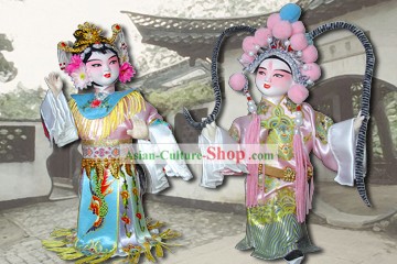 De seda hecho a mano Pekín figura muñeca - Lv Bu y Diao Chan