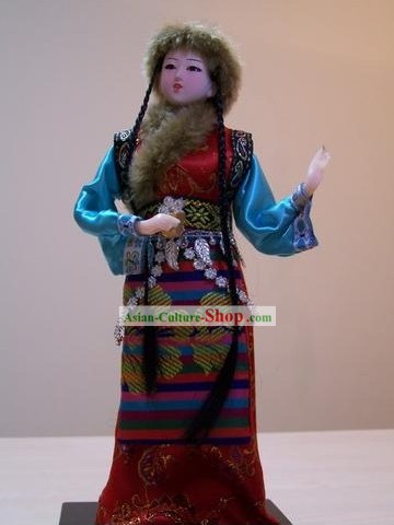 Handmade Peking Silk Figurine Doll - Tibet Schönheit