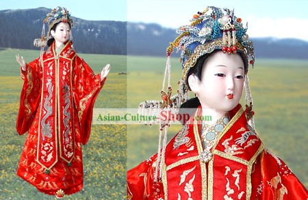 Grande poupée à la main de Pékin figurine soie - impératrice de la dynastie Ming