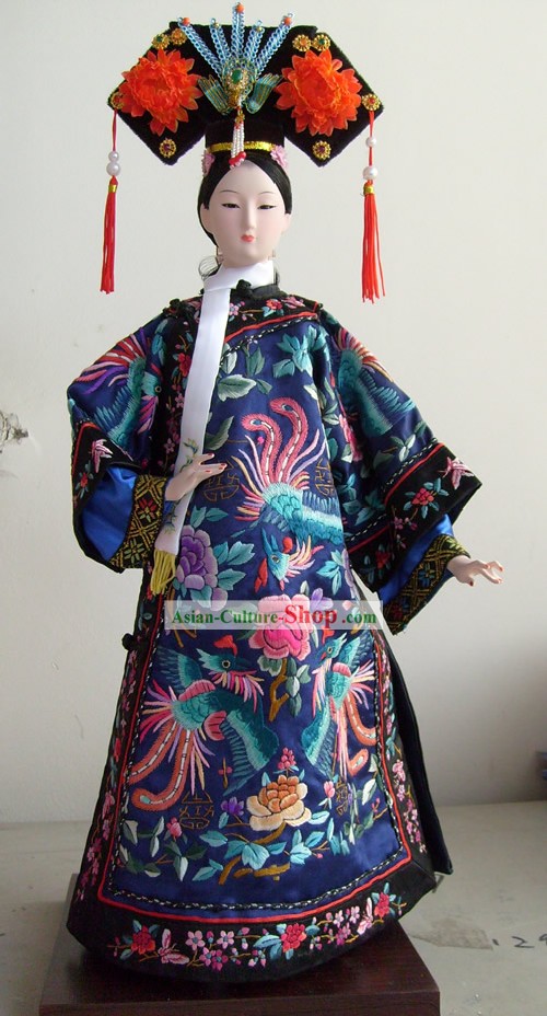 Grandes bordados hechos a mano de seda de Pekín figura muñeca de colección - la emperatriz Ci Xi
