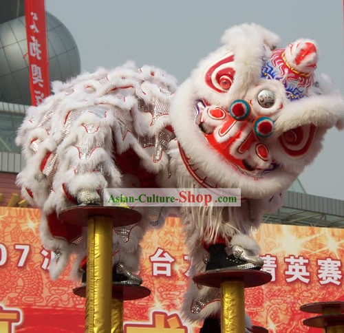 GLOW OSCURO Disfraces feliz celebración de la Fiesta de larga lana Danza del León juego completo