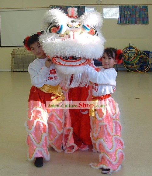 Professional Long Wool Kids Lion Dance Costumes Complete Set