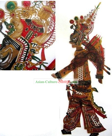 Chinesische Hand Carved Folk Shadow Play Figurine-Ba Wang (Kaiser)
