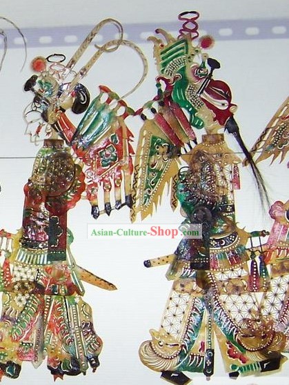 Традиционный китайский Рука резной Shadow Play - Женщина, Герой и ее мужа