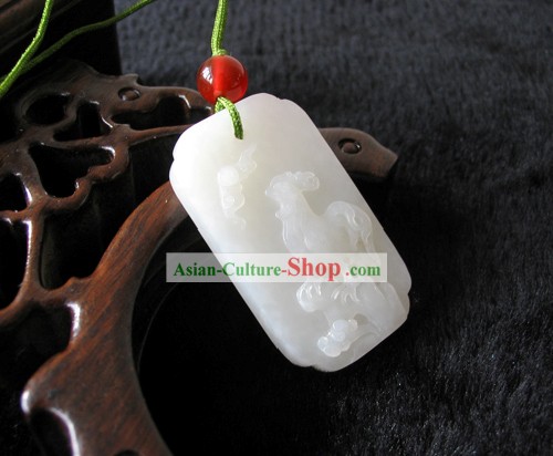 China nieve superior de jade blanco Hetian Zodiac Charm colección de pollo