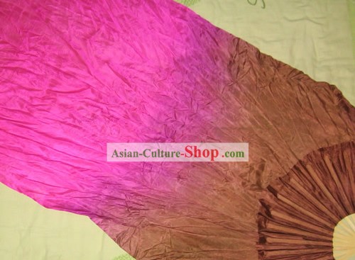 Supremo Handle Bamboo Fan Dança Tradicional Chinesa Silk (roxo ao marrom transição de cores)