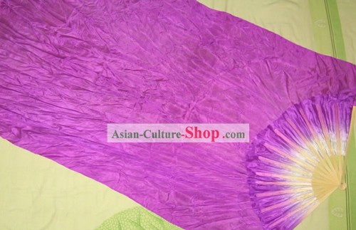 Suprema asa de bambú chino de seda tradicional danza de los abanicos (púrpura)