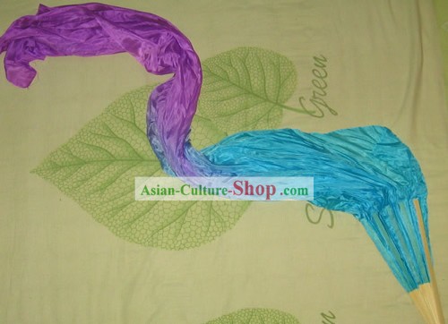 La transición china de seda color del ventilador con la tela de largo