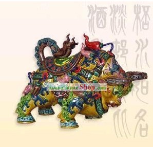 Chinesische Cochin Keramik Statue-Golden Ox