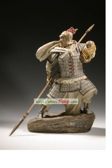 Cinese classico Shiwan Ceramica Statua Arts Collection - Zhao Zilong