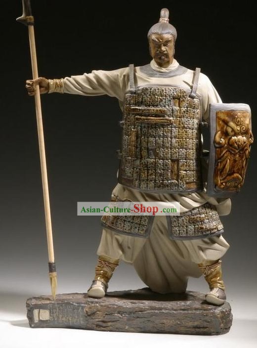 Cinese classico Shiwan Ceramica Statua Arts Collection - Guerriero