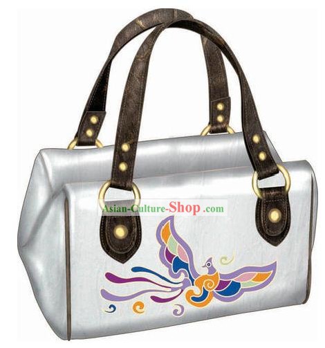 Hand Made und bestickt chinesischen Miao Minority Handtasche für Frauen - White Phoenix