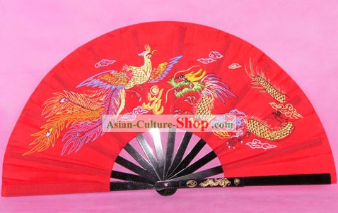 Chinese Dragon Phoenix in acciaio inox e Taiji Kung Fu Fan