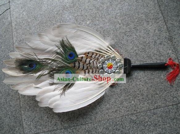 Hand Made Fan china Peacock Antiguo (el diseño de los Ocho Diagramas)