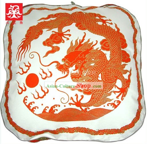 中国の伝統手作り大きなドラゴンクッションカバー