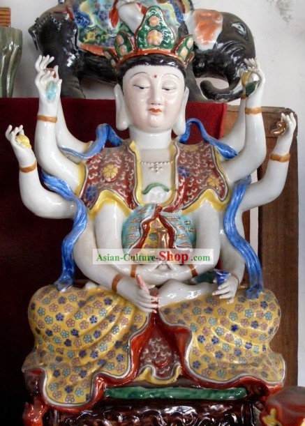Cinese tradizionale fatto a mano di Buddha Ceramica Statue