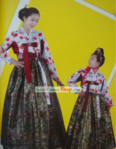 Coréenne hanbok traditionnel à la main pour la mère et la fille (2 jeux)