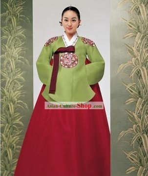 Coréenne classique 100% broderie à la main coréenne Hanbok Tang Dress-Dragon Beauté