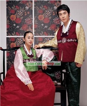 カップル - 秋の恋人のための韓国のクラシック100％手作りの韓国の韓服