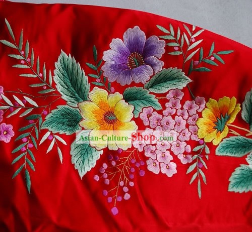 最高裁伝統中国の手刺繍入りグレープツリーロングチャイナドレス（袍）
