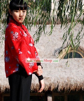 Традиционный китайский мандарин Лаки Красная блузка Цветочный