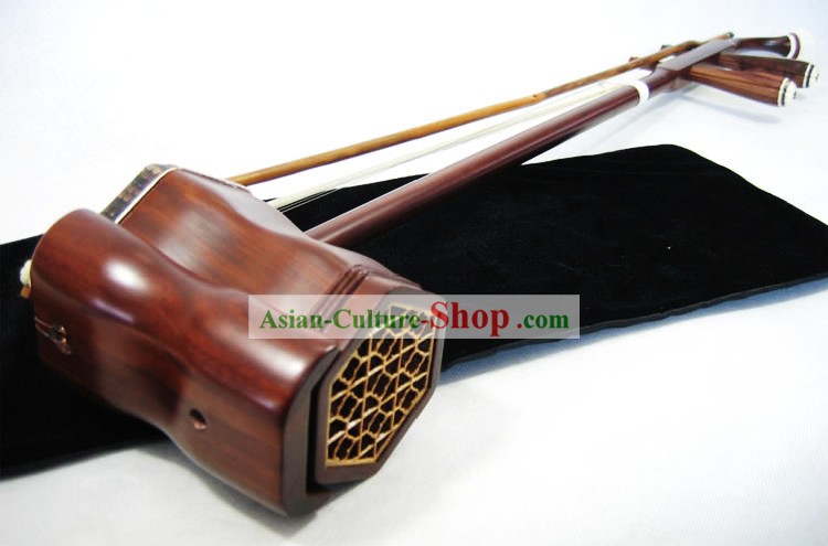 Traditional Snakeskin and Rosewood Two-stringed Chinese Fiddle Complete Set