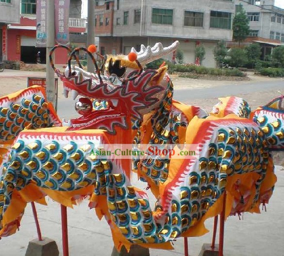 Suprême chinoise Danse Traditionnelle dragon Equipements Complete Set (Gold Armure Silver Dragon)