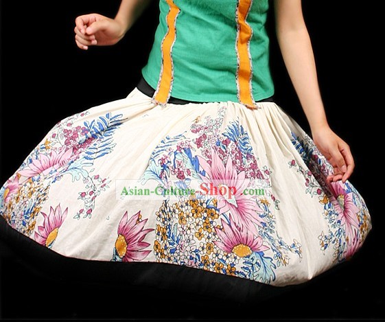 Handgefertigte Einzelstücke Design Flower World Short Skirt