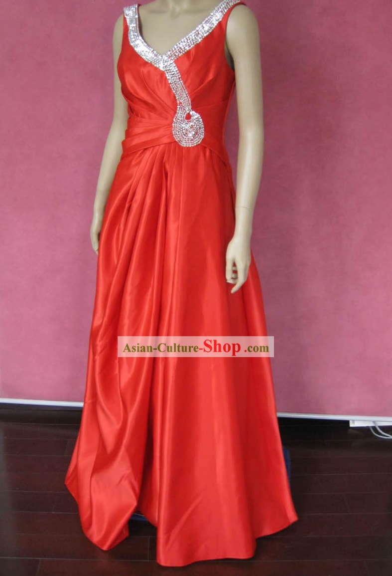 Tailor Made chanceux robe rouge de mariage pour la mariée en soie