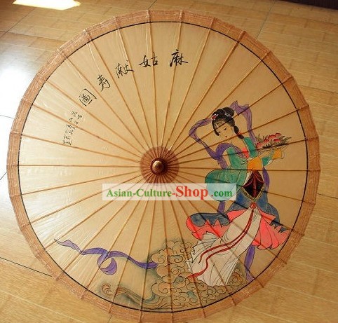 Traditionnelle Plage main chinoise, la pluie et parasol - Peinture Ancienne Beauté