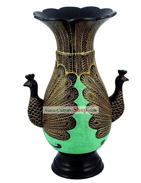 Chinese Traditional Longshan schwarze Keramik - Peacock