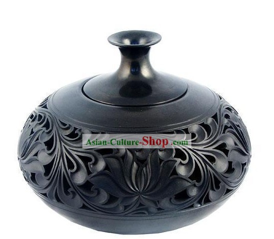 Cinese tradizionale Longshan Nero Ceramica - Scaldino