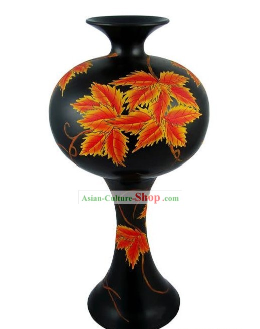 Китайский традиционный Луншань Черный Керамика - Кленовый лист