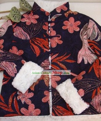 Suprema cinese Jacket Handmade Lotus invernale in cotone per le donne