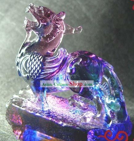 Chinese Purple couleur Glaze Feng Shui Pi Qiu (en évitant le mal et de garder riches)